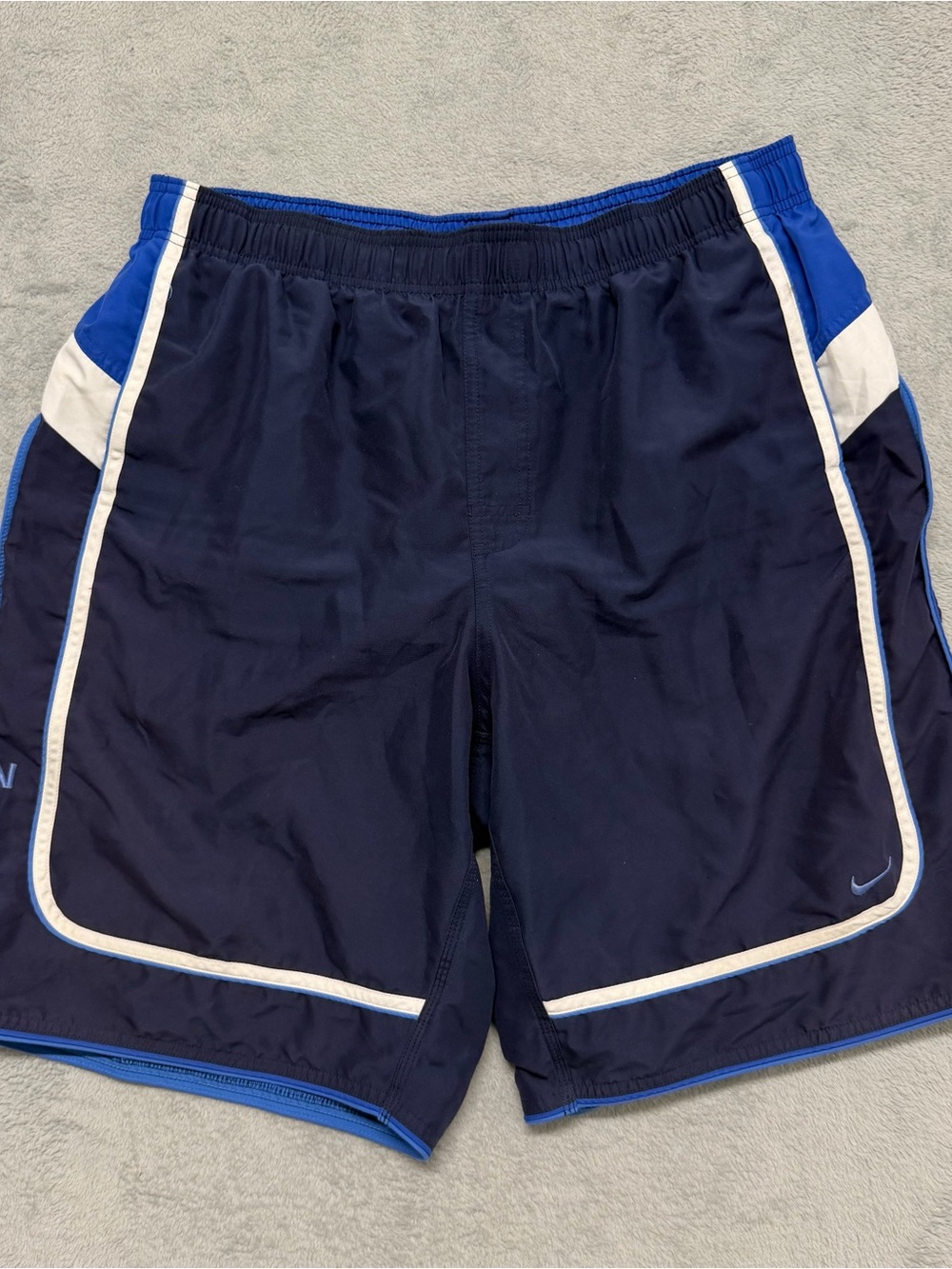 Vintage Y2K Nike Swim Shorts Mens XL Navy Blue Board Shorts Colorblock